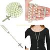 8mm Glow Rosary Necklace Jesus Christ for Cross Pendant Noctilucent Long Chain Catholicism Religious Top Sale