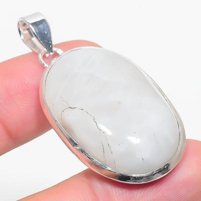 Natural Rainbow Moonstone Gemstone 925 Sterling Silver Pendant 1.93" g2T11