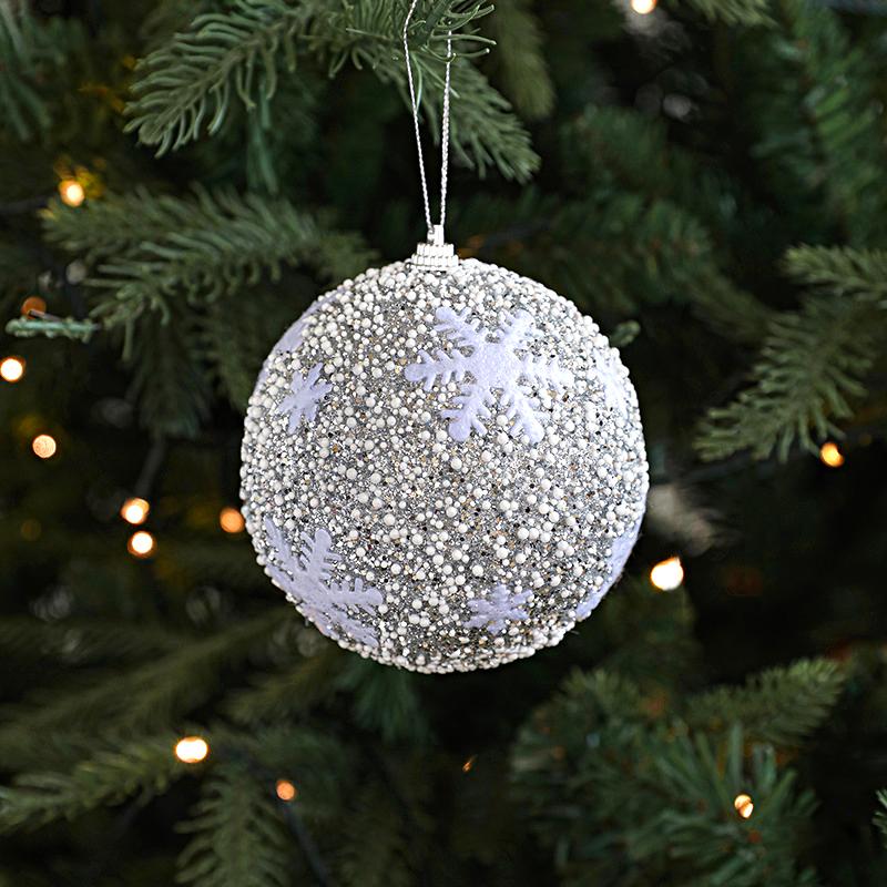 Luxury Silver Shining Christmas Tree Pendant & Drop Ornament Foamed Plastic  Christmas Ball Ornaments Home New Year Decoration