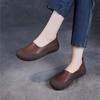 Johnature Retro Genuine Leather Shallow Flats Cowhide Comfortable Soft Soled Women's Slip-on Shoes
