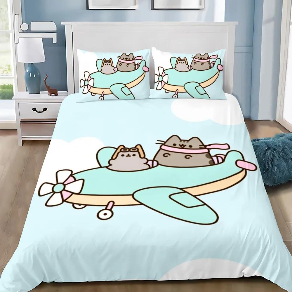 Exquisite cute Print Duvet Cover Set Bedding Set P-Pus-heens Cat Single Double King Size For Kids Boy Girl Bedroom Decor 2/3pcs