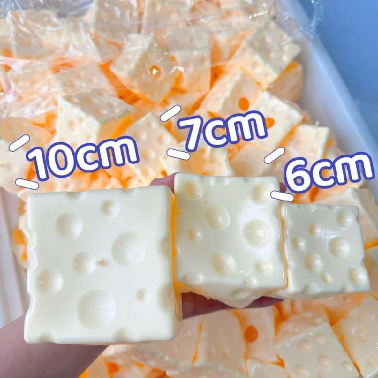 Large Cheese Shape Stress Ball Safe Rubber Simulation Cheese Squeeze Toy Sensory Ball For Relaxation Birthday Gift