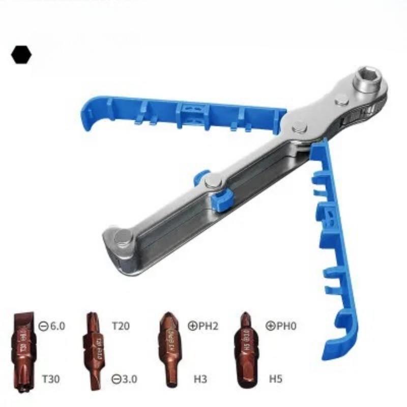 

1 шт. Набор инструментов 8 в 1, двухсторонняя многофункциональная отвертка с храповым механизмом, регулируемое направление, прямой угол, ручной инструмент, маленький, удобный