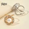 Decorative Scarf Holder Retro Flower Ring, Faux Pearl Rhinestone Clip, Vintage Ring Elegant Silk for Women Neckerchiefs Shawls Shirts