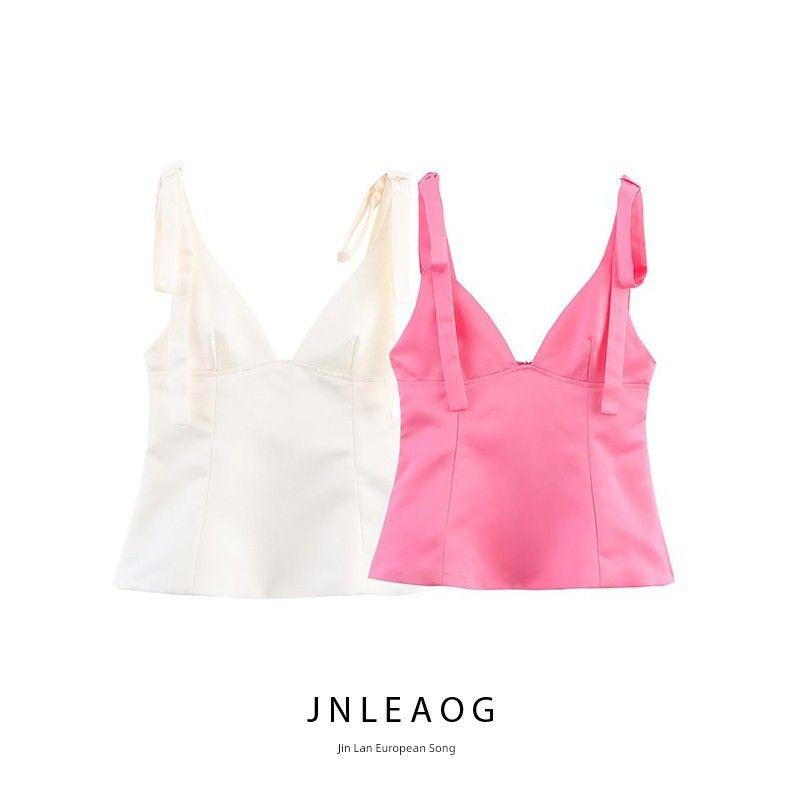 Jnleaog Spring New Arrival Women's Clothing Fashion French Fashion Bowknot Decoration Silk Satin Texture Tops 3059371