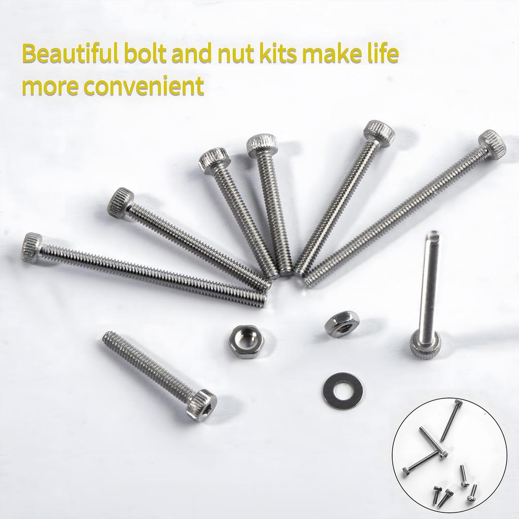 Zmbroll M2 Hex Socket Head Cap 304 Stainless Steel Machine Metric Hex and Wrench Key Included Screws, 945pcs, Screws,