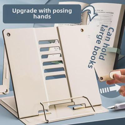 Adjustable Book Stand: Simple Book Rack for Primary Students, Desk Book Holders, and Clips.