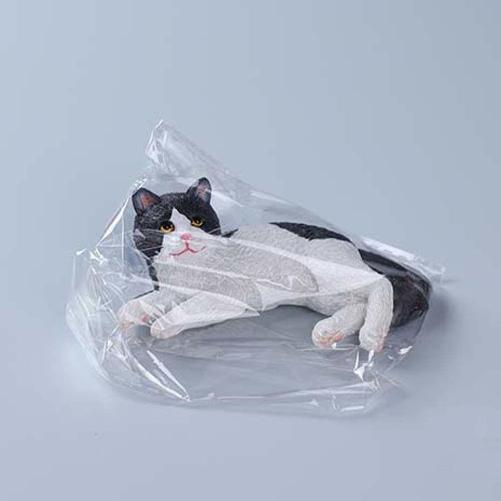 Gato de Dibujos Animados Modelo de Mascota Simulación Estatua de Gato Acostado Adorno de Gato Creativo Decoración de Escritorio de Oficina