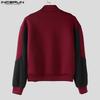 INCERUN Men Long Sleeve Stitching Zipper Up Texture Jackets Short Coats