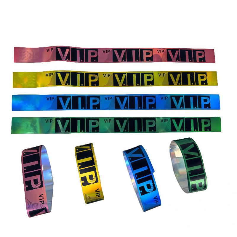 100Pcs Holographic Vip Wristbands Waterproof And Tear Resistant Design Perfect For Concerts Festivals Parties Events