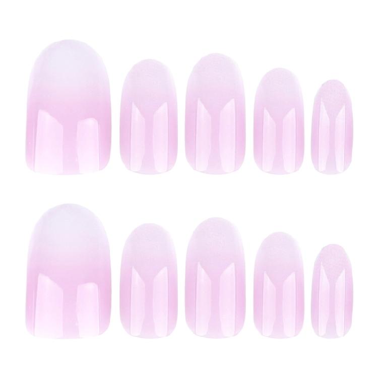 24 Stück Glänzende Press-On-Nägel Rosa Farbverlauf Falsche Nägel Einfach Vollabdeckung Aufklebbare Nägel Kurze Runde Acrylnägel
