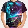 Summer Round Neck 3D Printed Wolf Pattern Top Fashionable Casual Cool Short Sleeved Children's Boy T-shirts