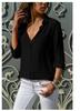Long Sleeve Women's Deep V Button Chiffon Shirt Slim Fit Celebrity Style Inside Temperament Commuter