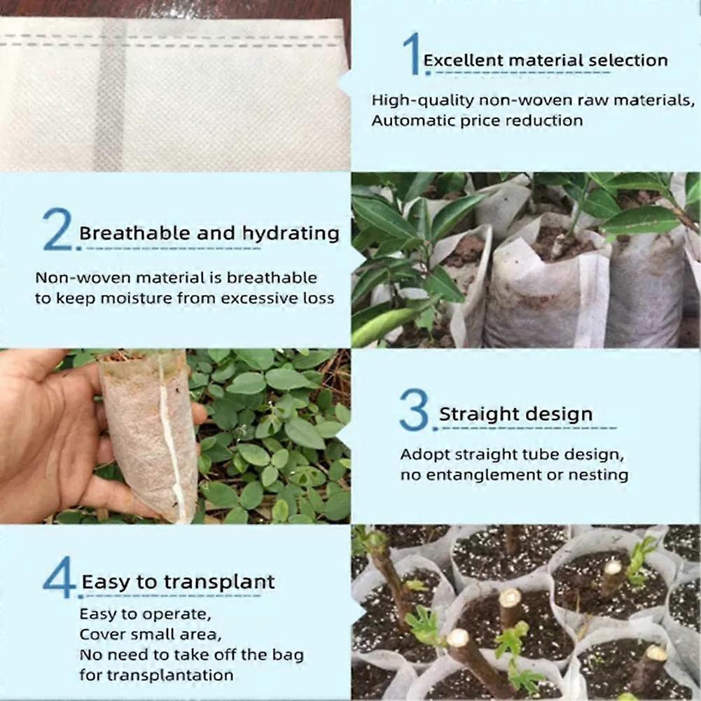 100 Pcs Nursery Growing Bags Large,Garden Seed Starters Pouch Small,Fabric Seedling Pots