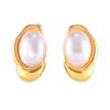 Oval Fritillary Stud Earrings, Court Temperament Retro Design, Titanium Steel Gold-plated Premium Earrings