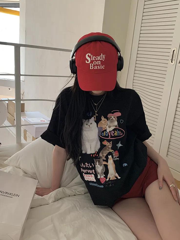 100% Pure Cotton Women's Short-Sleeve T-Shirt - Trendy Korean Style, Loose Fit, Versatile, Street Fashion, Whitening, Perfect for Couples.