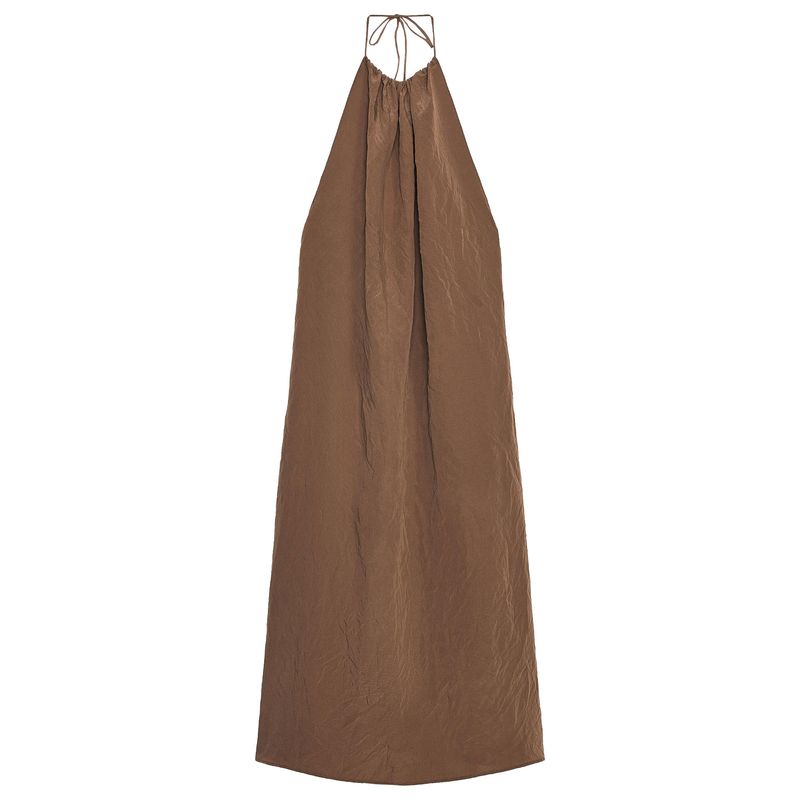 

Zaprha 2025 Summer New Versitile Fashion Hanging Neck Collar Backless Sling Dress 3067216 Dark brown L