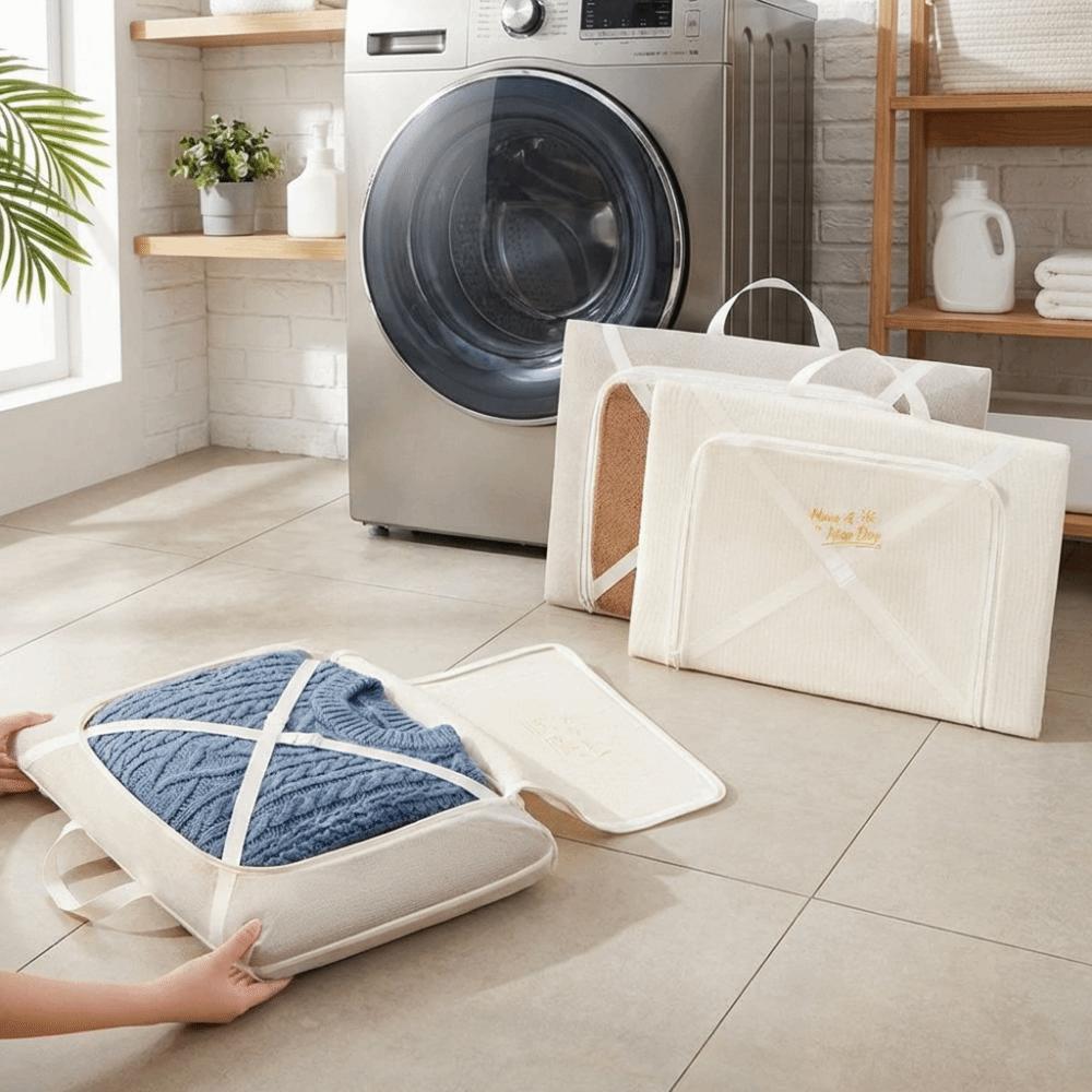 Fine Mesh Sweater Washing Bag Zipper Cubic Shape Knitted Wear Washer Storage Bag with Handle Anti Deformation Mesh Laundry Bag