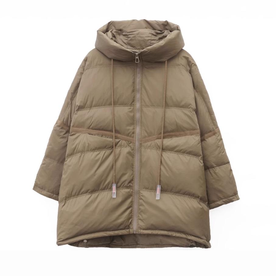 Women's Mid-Length Down Jacket 2024: Winter Loose Fit Plus Size Thickened White Duck Down Coat for Middle-Aged Moms