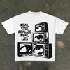 Unisex Tshirt Retro Old Tv Eyes Graphic Tee Crew Neck Short Sleeve Real Eyes Realize Real Lies Quote Punk Streetwear Top