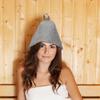 Samcos Sauna Hat 2-Color Set Wool Felt Towel Fabric Washable Sauna Cap with Handle Simple for Middle Long Hair Men Women White Gray Unisex