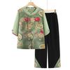 Women's Summer Short-Sleeved Elderly Chinese Style Shirt & Pants Set