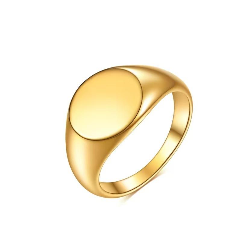 A New InS-style Simple and Fashionable Round Smooth Electroplated 18K Eco-friendly Alloy Ring