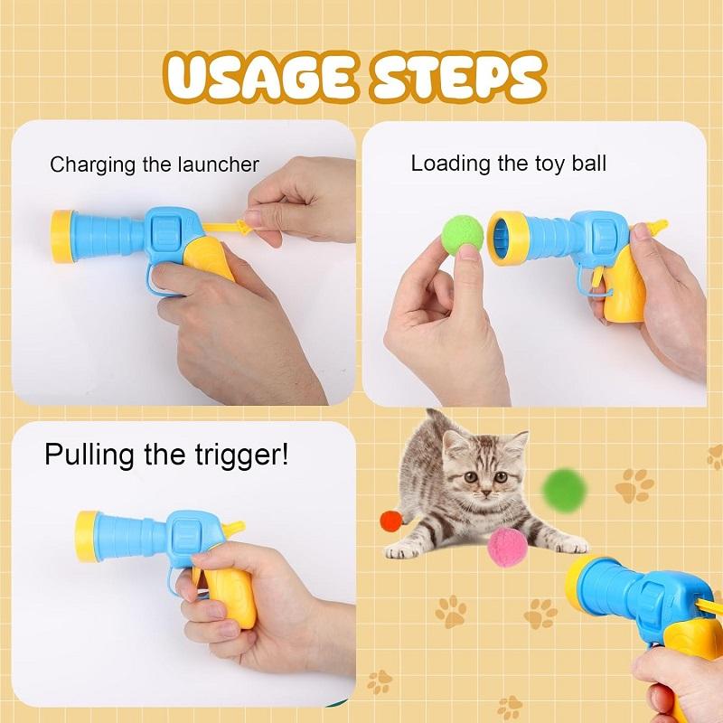 Cat Toy Ball Interactive Launch Training Toy For Pet Puppy Dog Kitten Creative Mini Shooting Gun Games Stretch Plush Ball Toys