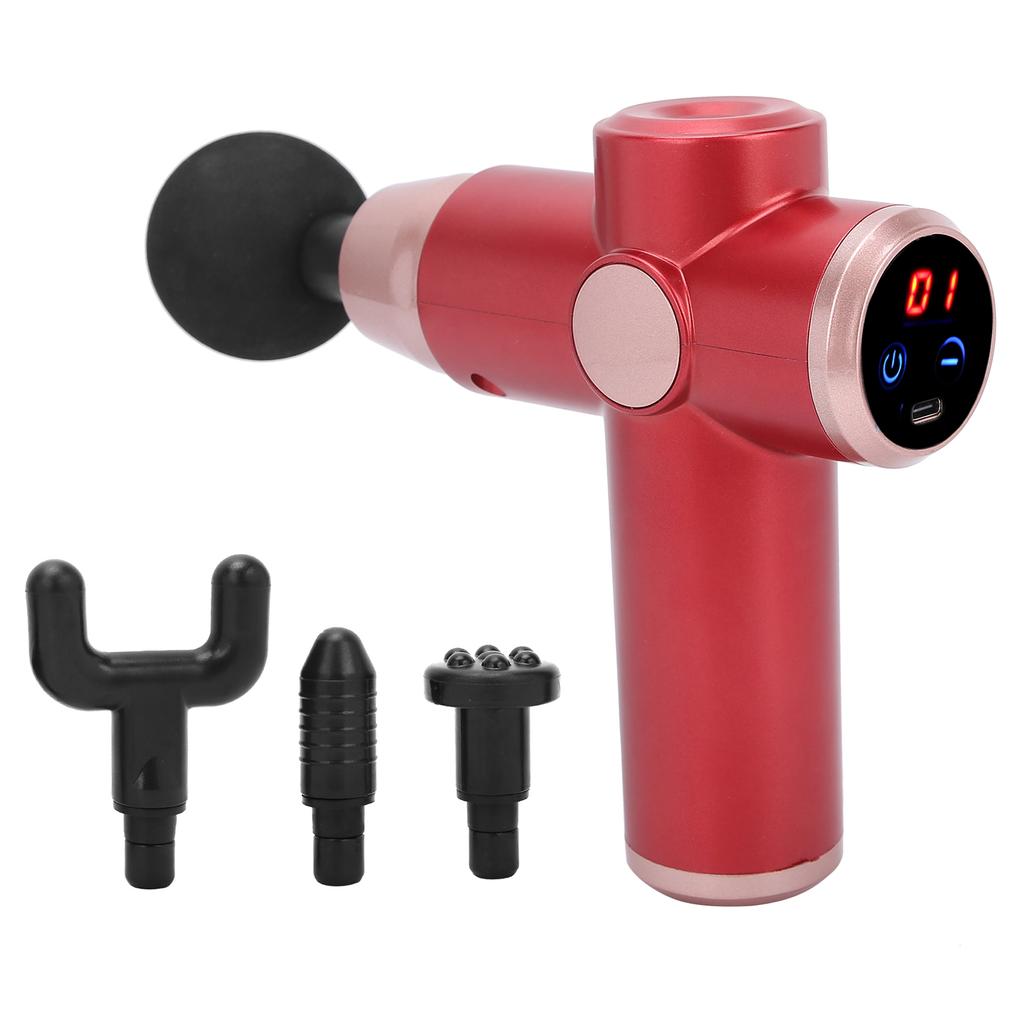 Muscle Relaxation Massager Electric Fitness Muscle Massager with 4 Massage Heads (Red)