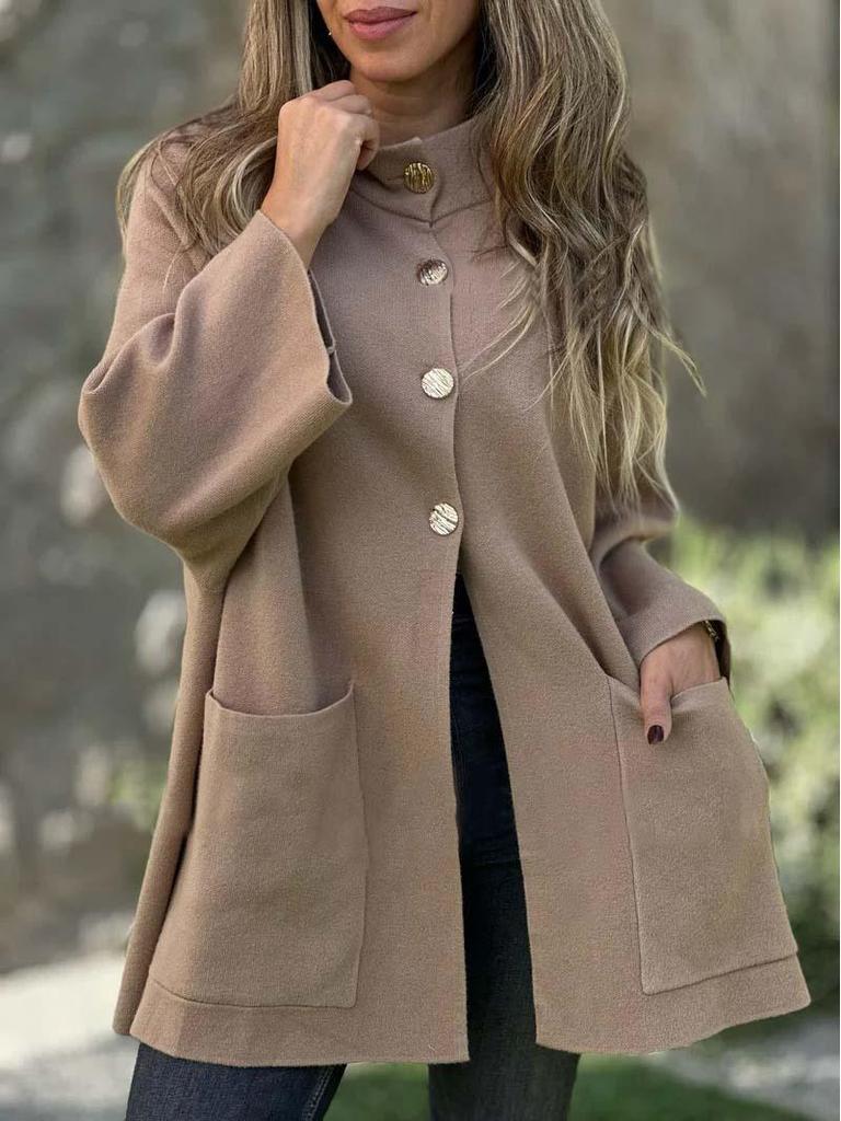 2025 European & American Autumn/Winter Women's Fashion Woolen Coat: Single-Breasted Casual Cardigan