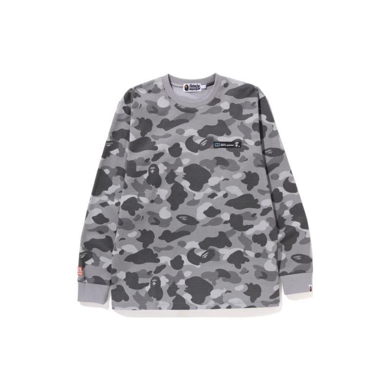 Bape Сотовая Камуфляжная Футболка с Длинным Рукавом 0ZXLTM111004K