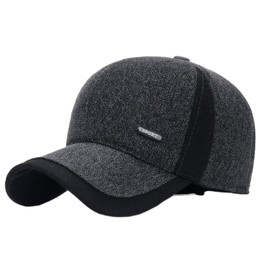 Keep Warm Men Baseball Cap Earflap Winter Snapback Hat Simple Ear Protection Peaked Cap  Autumn