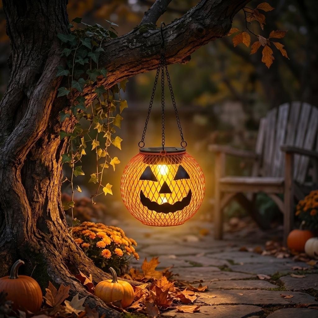 Outdoor Hanging Lights Pumpkin and Tennis Ball Shape for Garden Yard Decoration