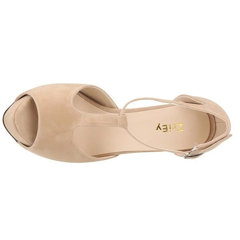 Women Summer Sexy Peep Toe High Heels Buckle Sandals Fashion Thick Platform Pumps Wedding Shoes Sandals Women 817A-001