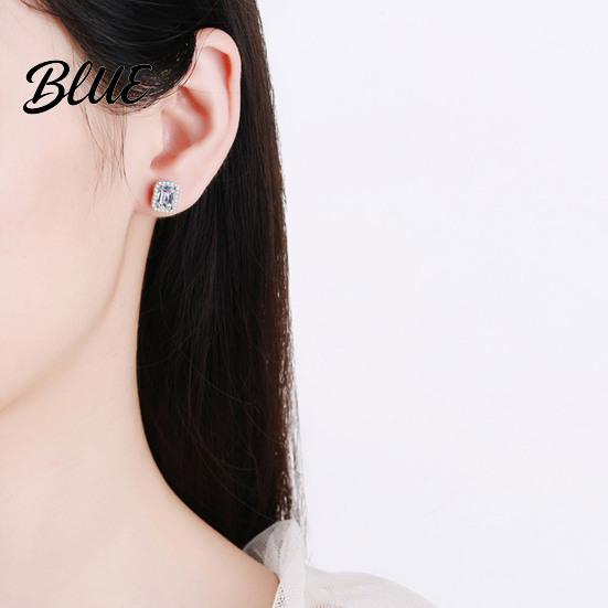 Clear Stone Earrings 1 Pair Stud Square Geometric White Cubic