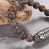 REPTILE BRONZITE BRACELET matt brown bronzite bracelet in 10mm with stainless steel reptile design element