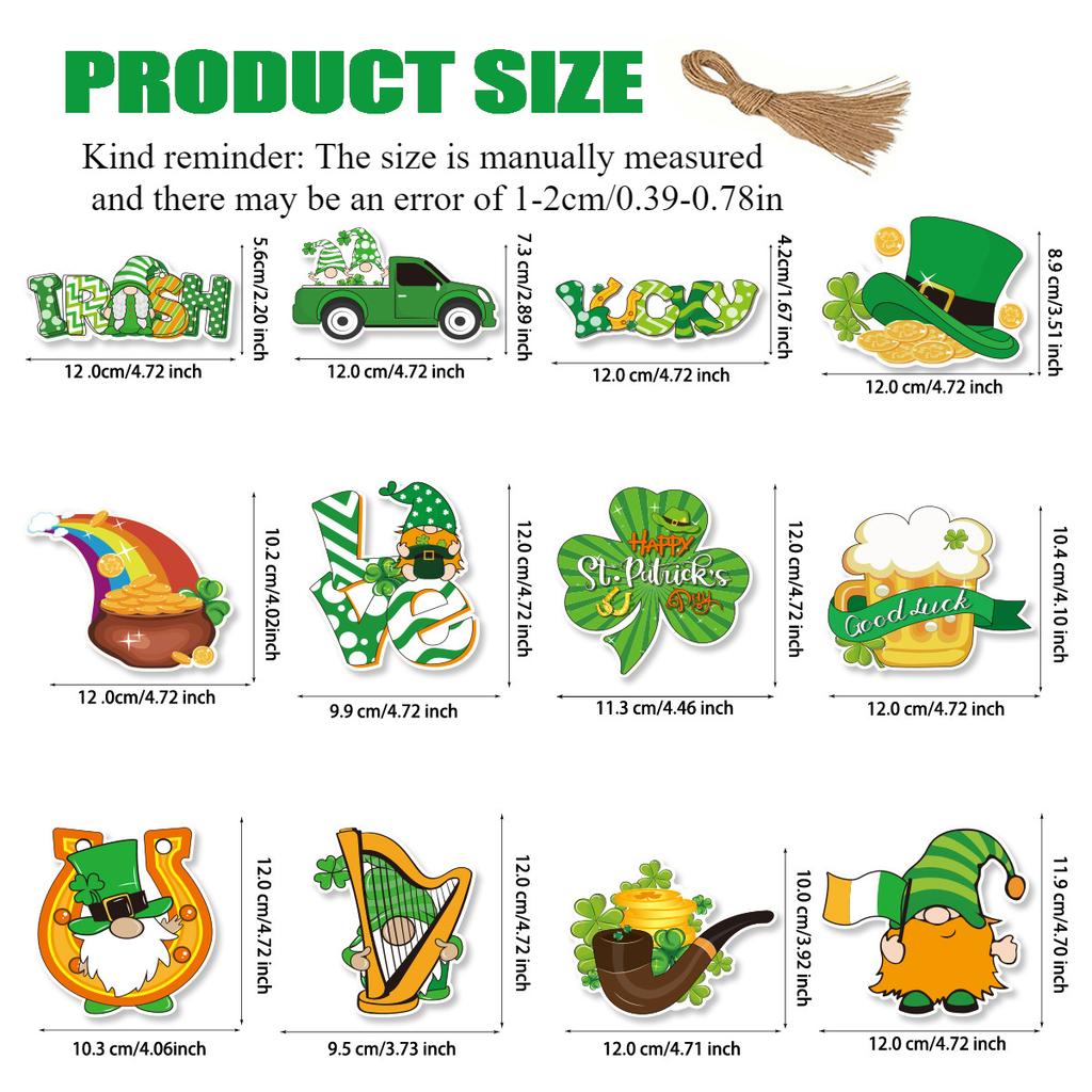 12pcs St. Patrick's Party Decoration Hang Tag Irish Festival Party Decoration Hang Tag Hang Card Party Hang Tag Party Decoration