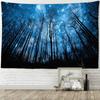 Dark Blue Starry Sky Forest Tapestry Wall Hanging Mysterious Hippie Night View Aesthetic Room Bohemian Room Decor