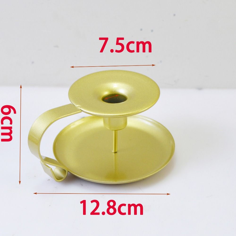 With Handle Handheld Metal Candlestick Anti-slip European Style Tabletop Candles Stand Decorative Flat Bottom Candle Containers