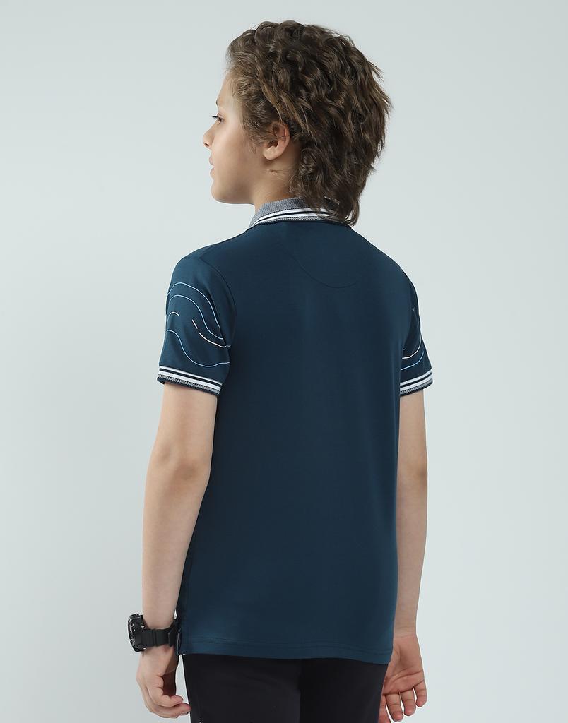 MONTE CARLO Boys's Regular Fit Printed Polo Half Sleeve T-Shirt