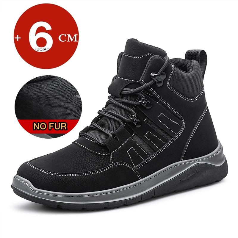 

Зимние теплые мужские меховые сноубутсы, обувь с лифтом, стельки-бустеры для увеличения роста на 6 см, мужские уличные повседневные ботинки с лифтом для ходьбы 37