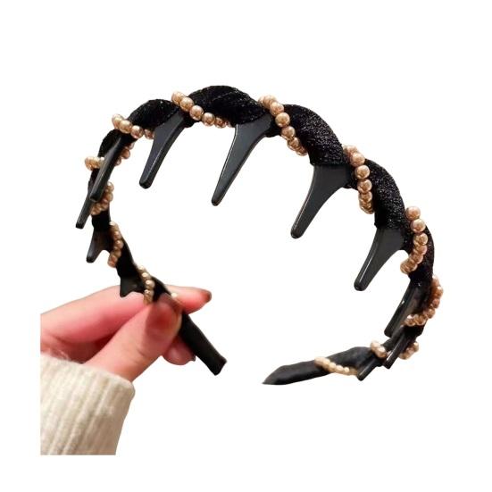 Women Headband Sparkling Rhinestones Decor Anti-slip Teeth Hair Hoop Versatile
