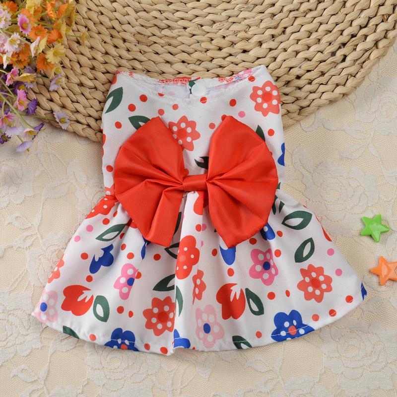 Small dog floral princess dress cat spring teddy bear summer dress pet cute dog skirt summer thin