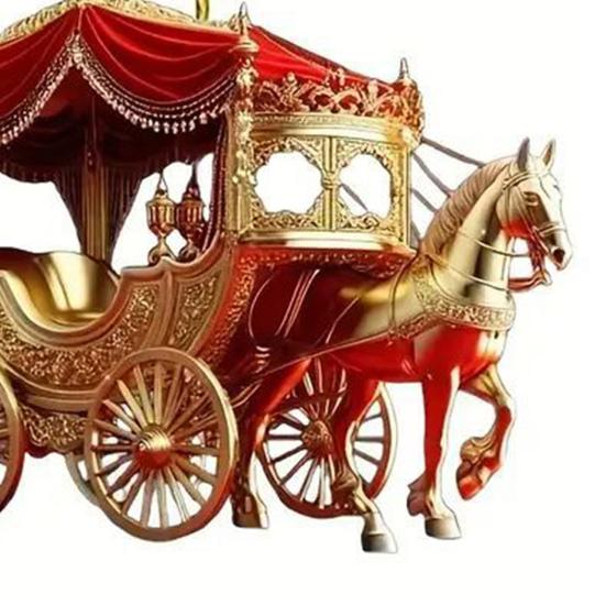 2 stk Vogn Julepynt Hest med Sleigh Vogn 2D Akryl Juletrepynt for Vinter Hjemmedekor