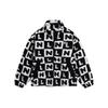 Li Ning Sports Lifestyle Series Logo All Over Print Letter Zipper Stand Collar Loose Long Sleeve Jacket Men Jacket Black Pearl-White AFDSC01-2