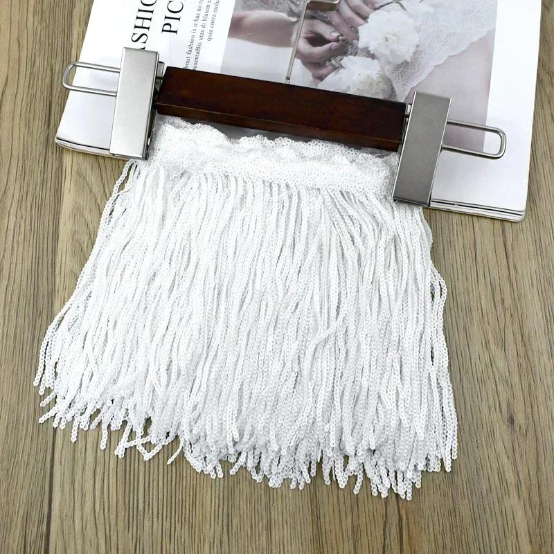 Meetee 1-5Yards 17cm Sequin Laser Tassel Fringe Curtain Dress Edging Tassels Lace Decorative Trimmings Home Sewing Accessories