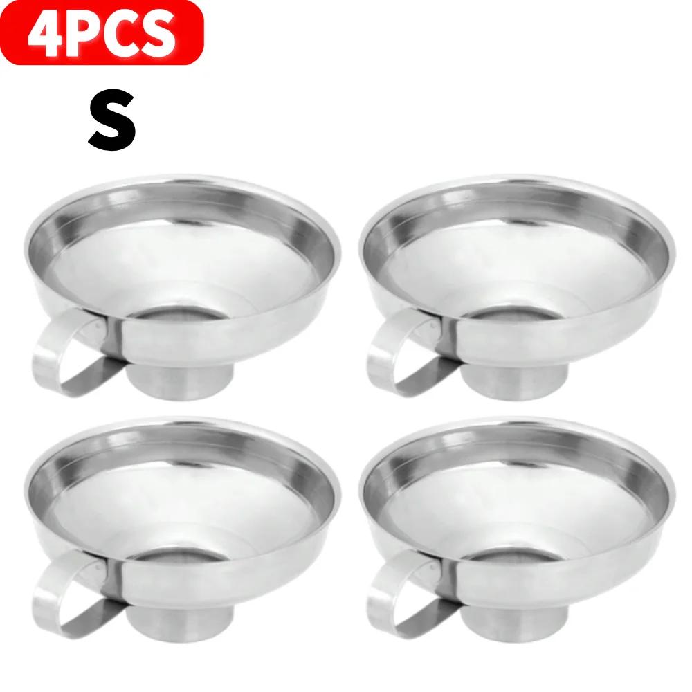 1-5Pcs Stainless Steel Wide Mouth Canning Funnel Hopper Filter Leak Wide-Mouth Can for Oil Wine Kitchen Cooking Tools