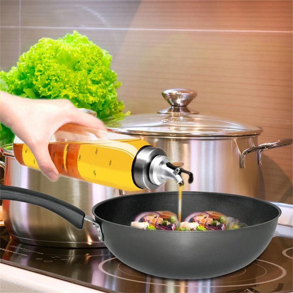 1PCS Oil Bottle High Borosilicate Glass Dispenser With Scale Quantitative Sauce Vinegar Cooking Kitchen Supplies