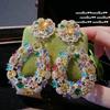 Vintage Floral Zircon Earrings With Gold Plated 18K Finish Womens Retro Statement Jewelry