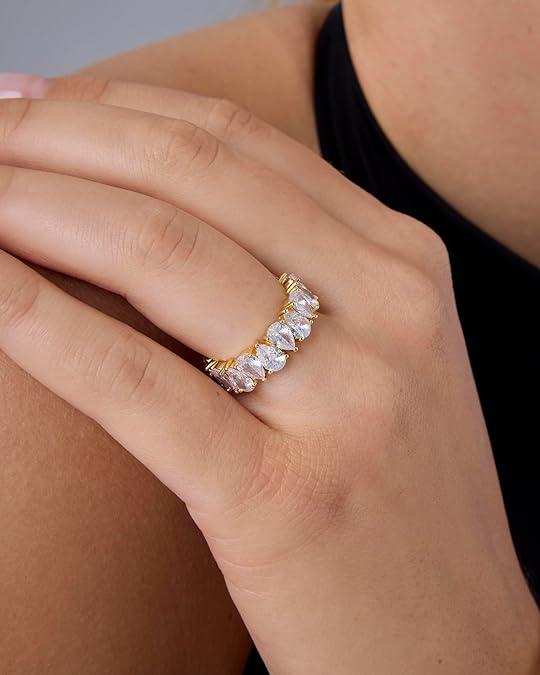 Waterdrop Moissanite Eternity Band Pear Cut Full Diamond Wedding Rings S925 Silver Stackable Wedding Ring for Women Men